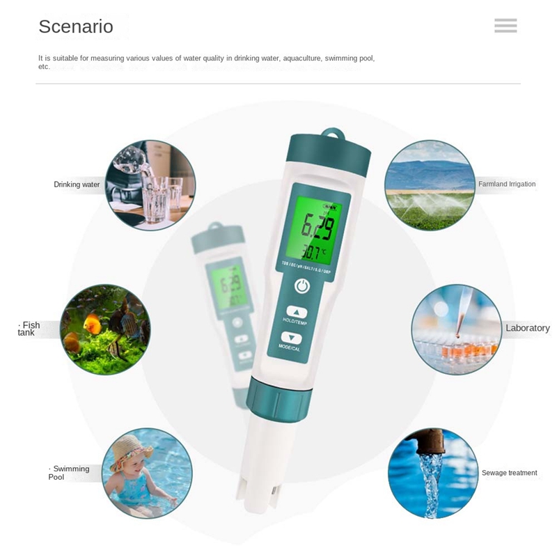 7 in 1 Digital Water Testing Kit PH/TDS/EC/Salinity/ORP/S.G/Temperature Meter Water Quality Measurement Tool
