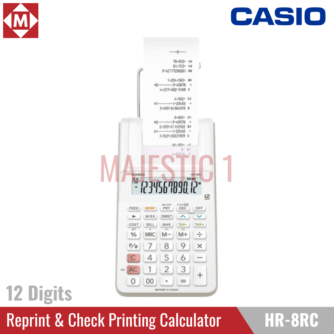 Casio HR8RC Reprint & Check Printing Calculator (12 Digits) Lazada PH