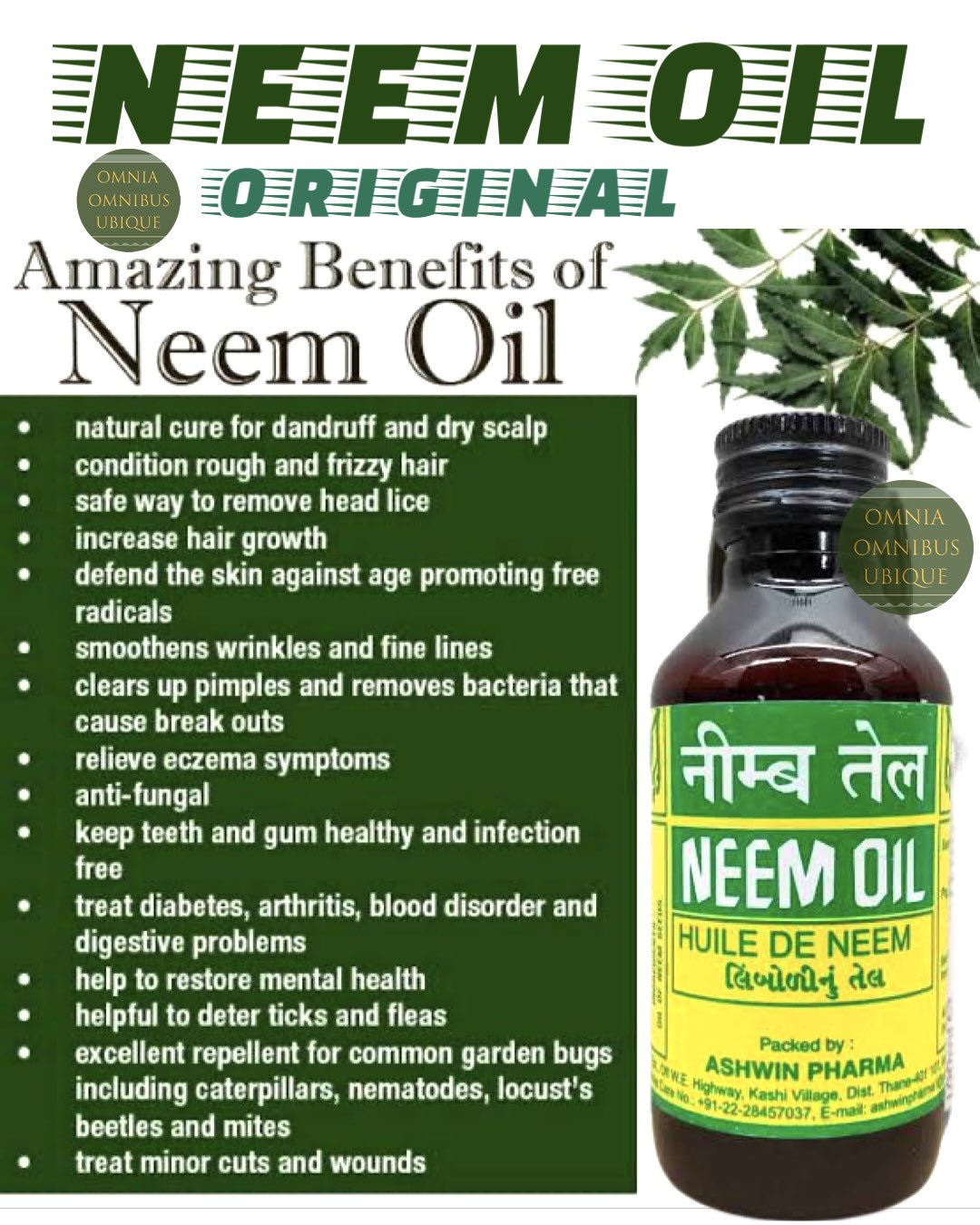 ️ NEEM OIL, HUILE DE NEEM 100 ml Pure *Cold-Pressed* 100% Pure from Oil ...