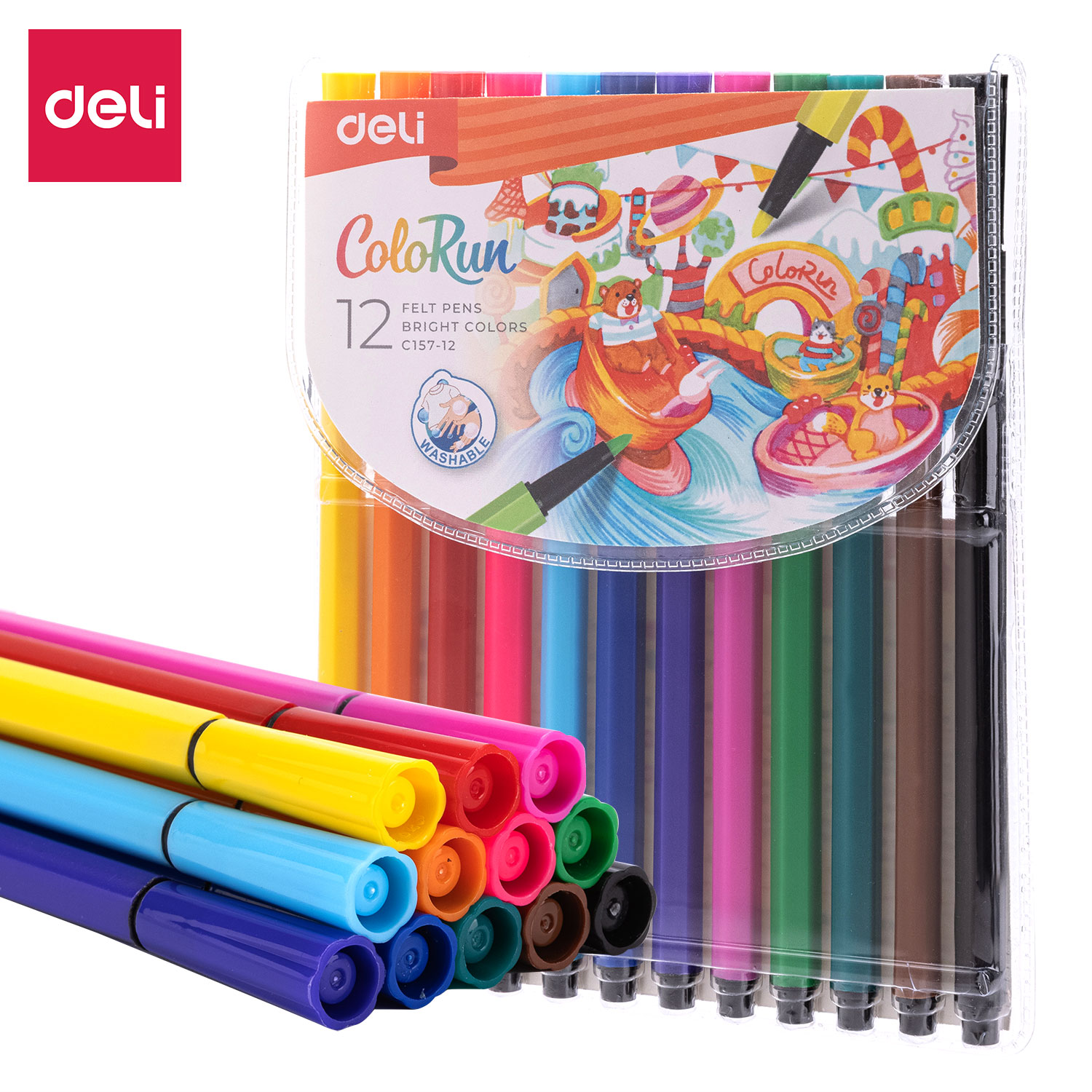 Deli 12/24 Colors Watercolor Pen Good Felt Tip Pen Drawing Children DI –  AOOKMIYA