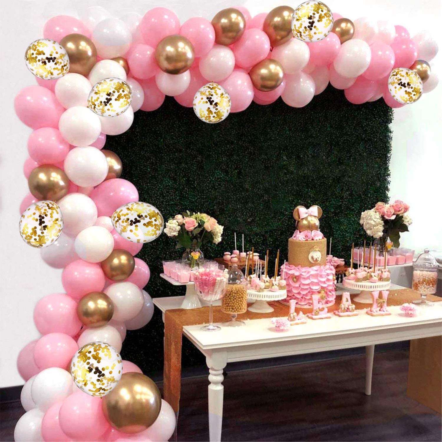 decor need party Balloon Arch Kit Garland,118pcs Pink White Gold Balloons Pack Arch for Girl Birthday Baby Shower Bachelorette Party Wedding Decorations KB-044