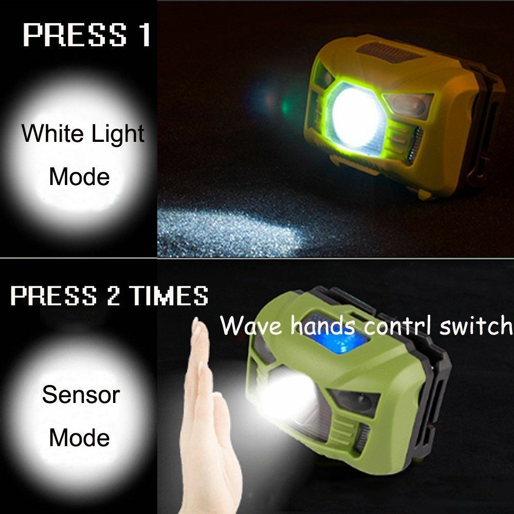 Mini Camping USB Rechargeable Led Headlamp Sensor Headlight Outdoor Flashlight