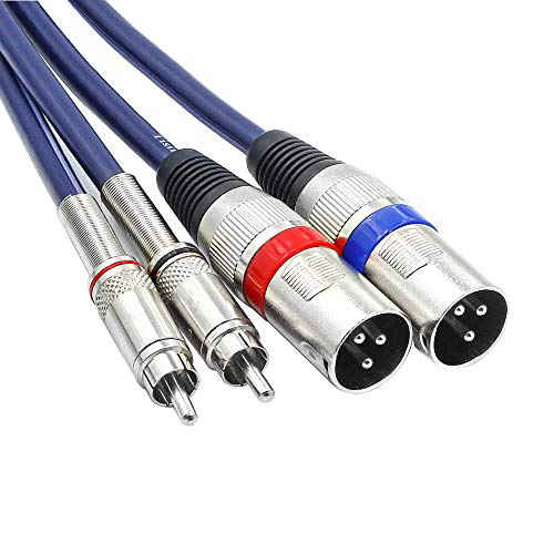 Interconnect Cable 3M/10Ft Dual 1/4 inch 2 x 6.35mm TS Mono Male Jack to Dual RCA Male Audio Cable,Tan QY for Phono Microphone Mic Mixer Amplifier,RCA Audio Wire Cords