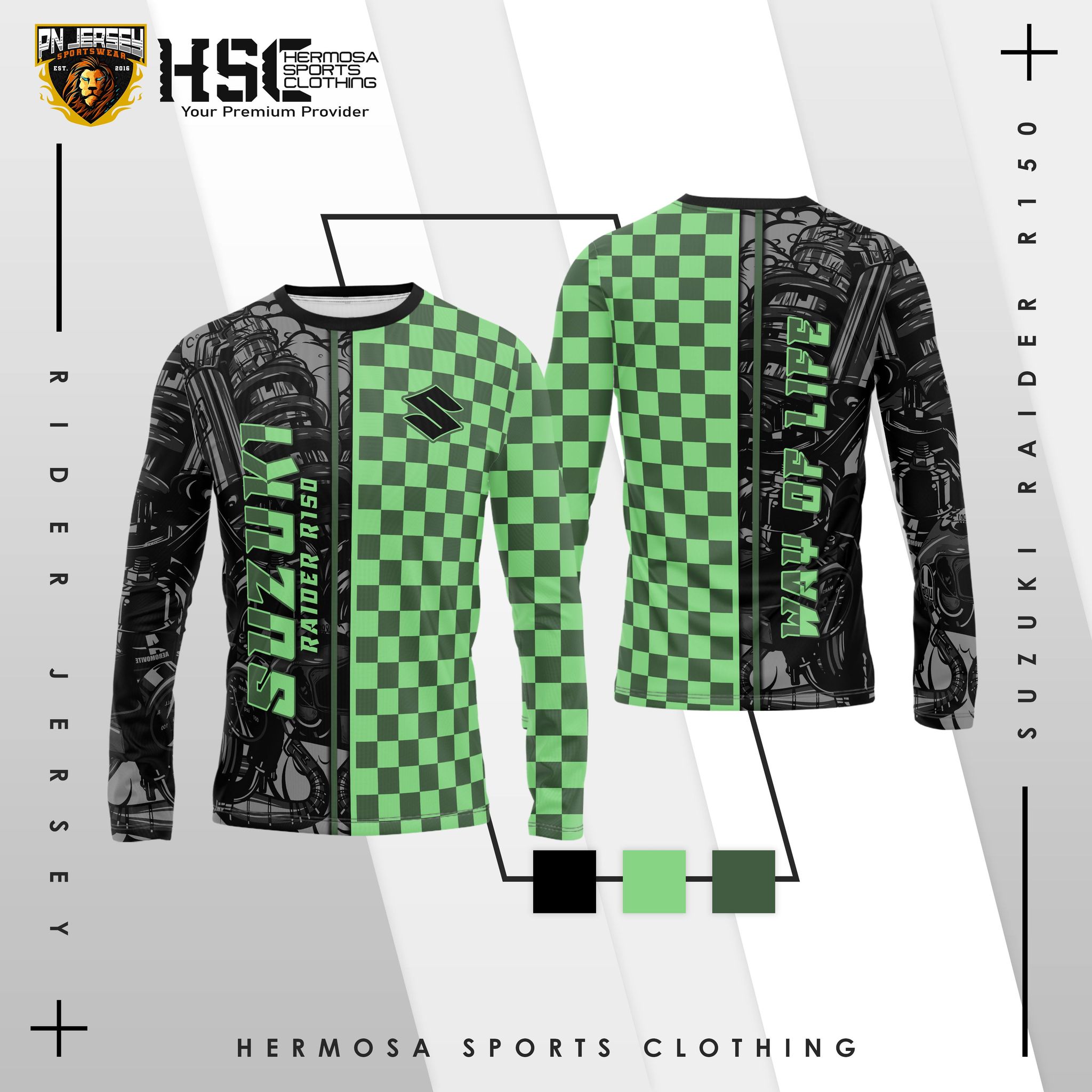 PN JERSEY SPORTSWEAR; SUZUKI RIDER R150 LONG SLEEVE FOR BOYS AND GIRLS