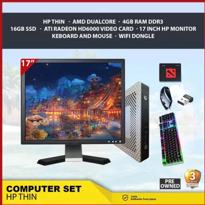 DESKTOP PC COMPUTER SET PACKAGE ( HP THIN CLIENT AMD DUAL CORE / AMD G SERIES / 4GB RAM / 16GB SSD FAST BOOTING 17" MONITOR MOUSE KEYBOARD GOOD FOR ONLINE SCHOOLING