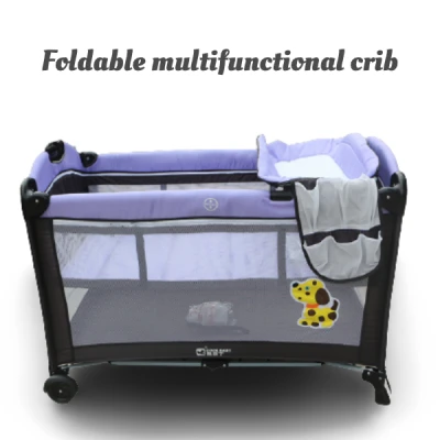 Baby crib portable foldable multifunctional mobile bed for baby Chair Crib Playground Crib With Diaper Changer And Hanging Music Toys 0-3 Years Old