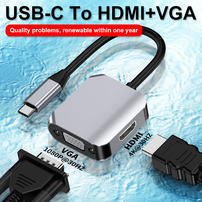 2in1 Type C to VGA HDMI Adapter USB C to 4K HDMI VGA Adapter Lazada PH