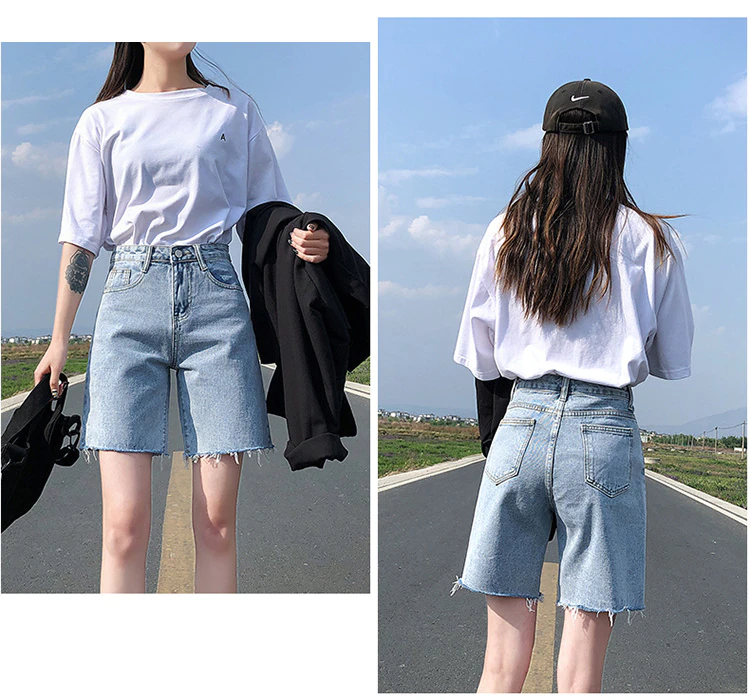 A)High waist Denim Bermuda Short Tokong 