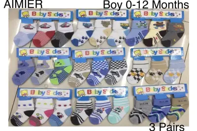 AIMIER 3 Pairs baby socks boy and girl 0-12 Months Style BG-01