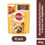 PEDIGREE® Roasted Beef Chunks Dog Food, Pack of 6