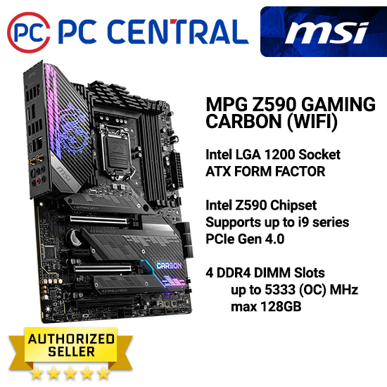 MSI MPG Z590 GAMING CARBON WIFI LGA 1200 Intel Z590 SATA 6Gb/s ATX