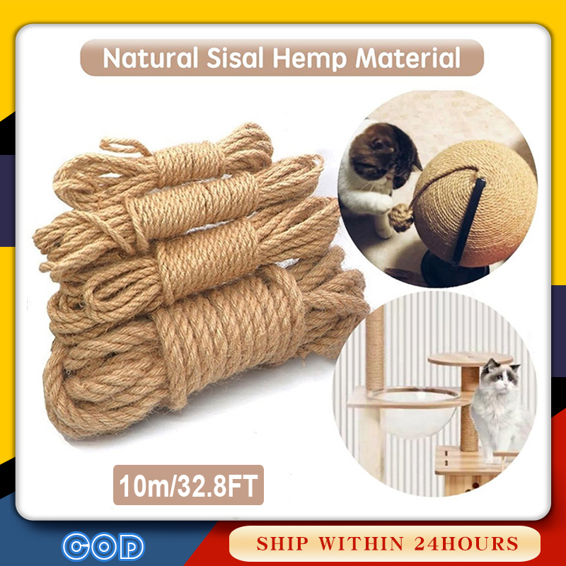 32.8FT/10m Natural Sisal Rope DIY Scratching Post Rope Binding Rope for