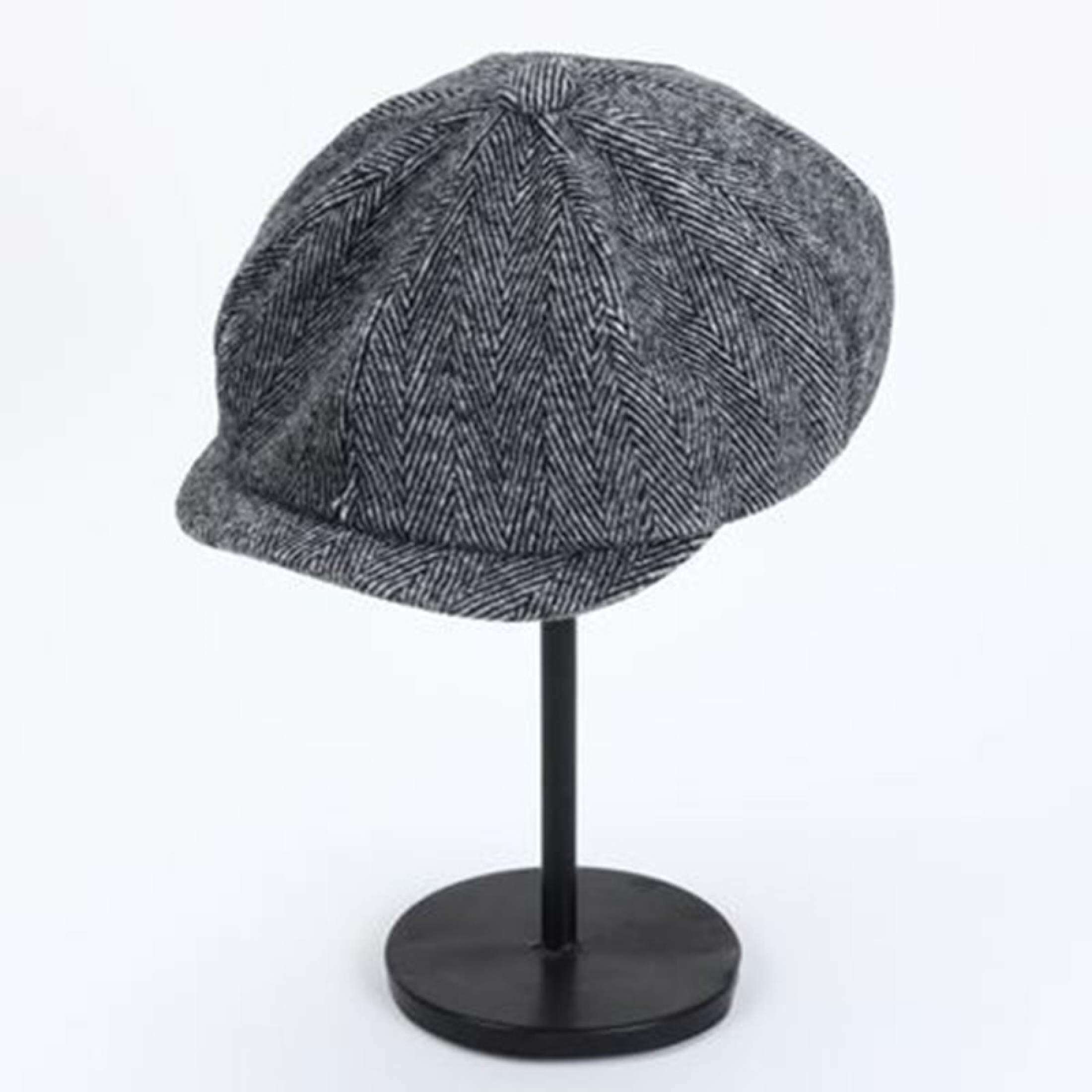 HES Short Brim Round Dome Adjustable Beret Hat Male Retro Octagonal Painter Hat  Fashion Accessories 