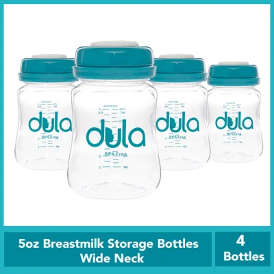 Dula Breastmilk Storage Bottles 5oz/150ml Wide Neck 4 Bottles compatible with Spectra