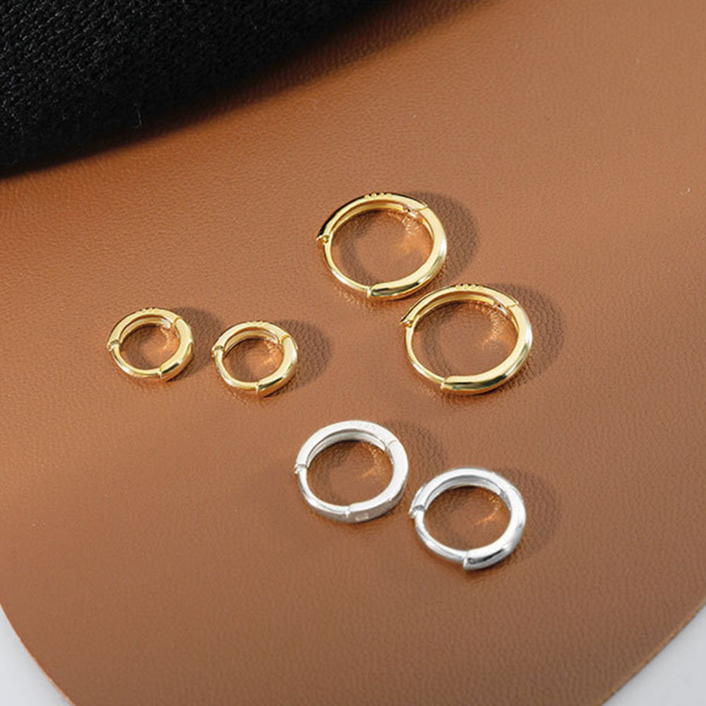 UTM63 Gold Gifts 6mm/8mm/10mm/12mm Korean Women Simple Minimalist Hoop Earrings Round Earring Ear Buckle