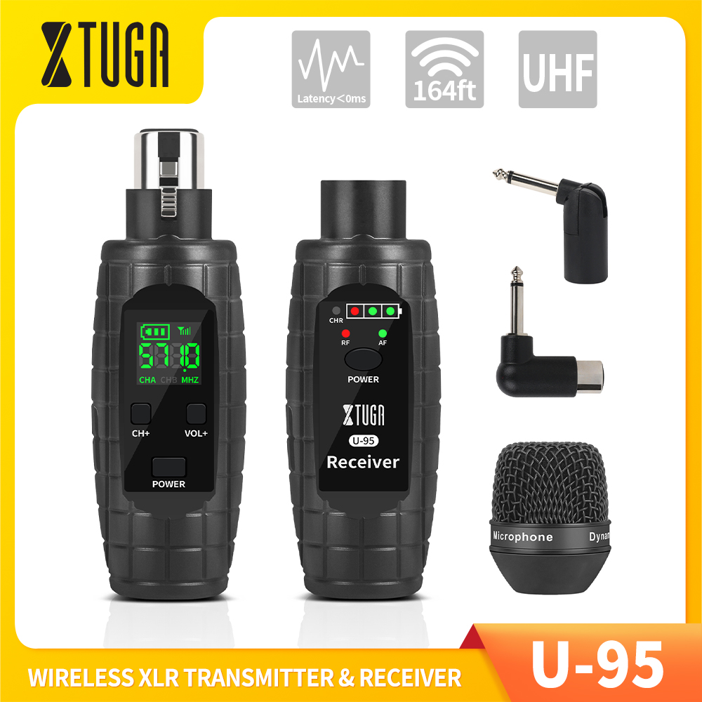 XTUGA U95 Wireless XLR Transmitter and Receiver UHF Wireless Guitar ...