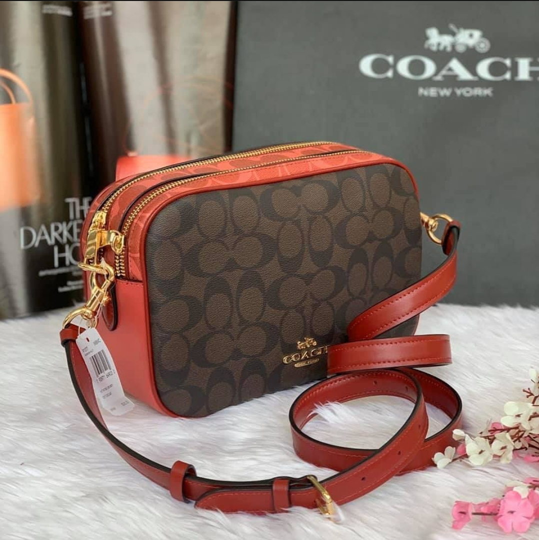 Coach Jes Crossbody Camera Bag Sling White and Red. Limited stock from USA,  Luxury, Bags & Wallets on Carousell