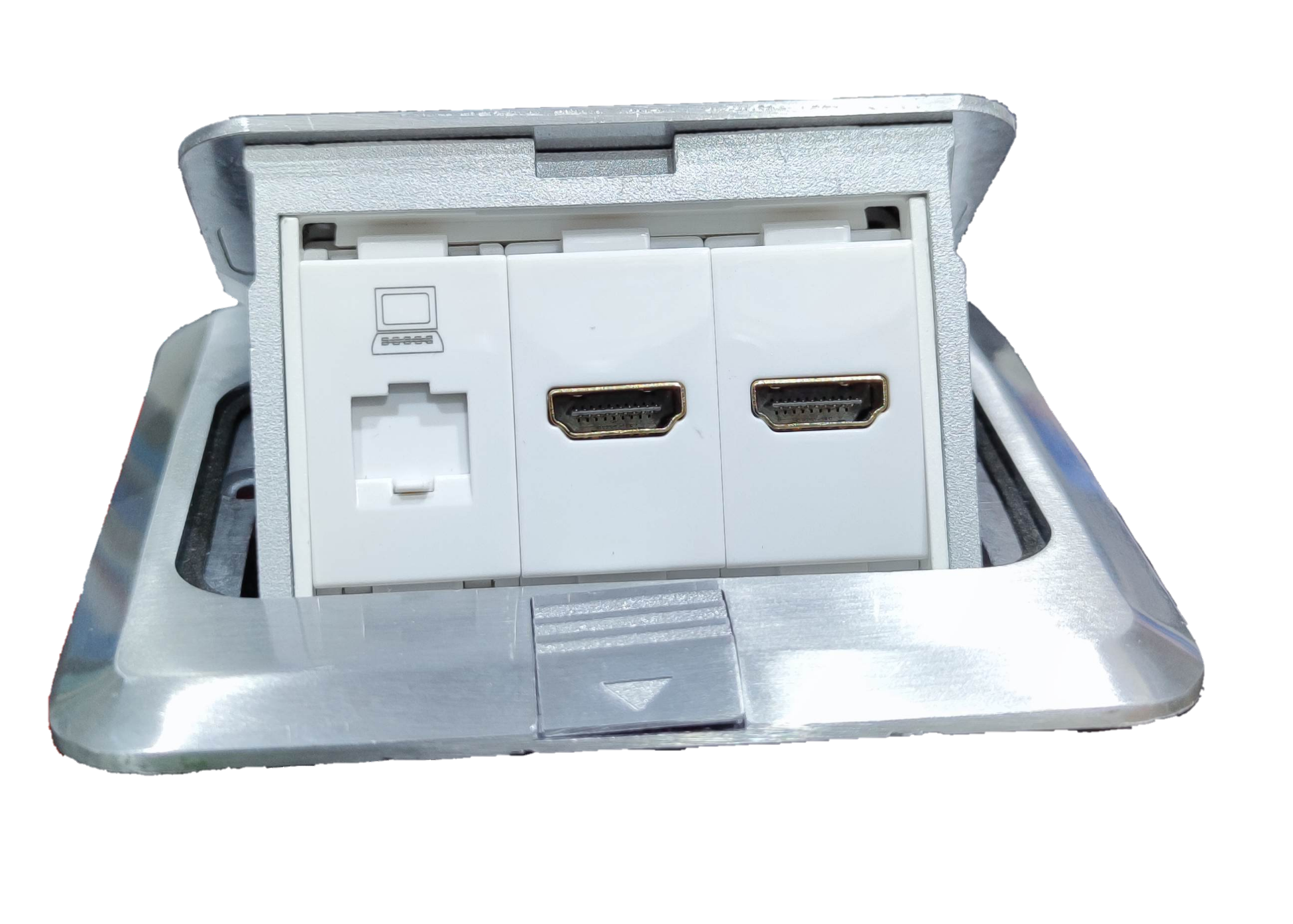 Floor Outlet Popup HDMI, HDMI, CAT6 with Metal Utility Box ( T & J
