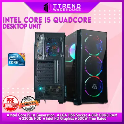 Intel Core i5 1st Gen Quad Core Gaming Desktop | Intel Core i5 1st Gen, LGA 1156 SKT, 8Gb RAM DDR3, 320Gb HDD Storage, R12 CPU COOLER, 1B 64bit VCard, 500W True Rated PSU | Intelligent Gaming Case | TTREND WAREHOUSE