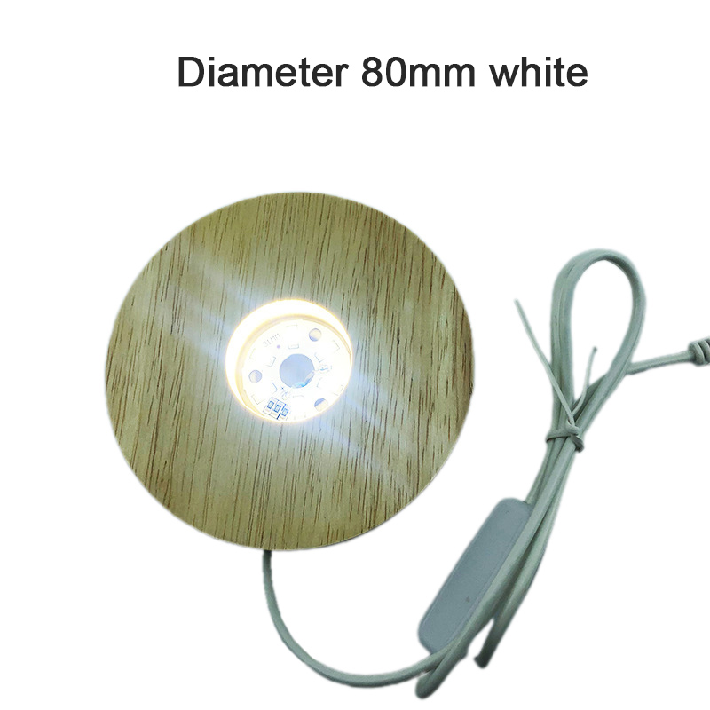 【Rjnfwlee】3D โคมไฟไม้ฐาน LED สแควร์รอบ USB ไฟกลางคืนฐาน
