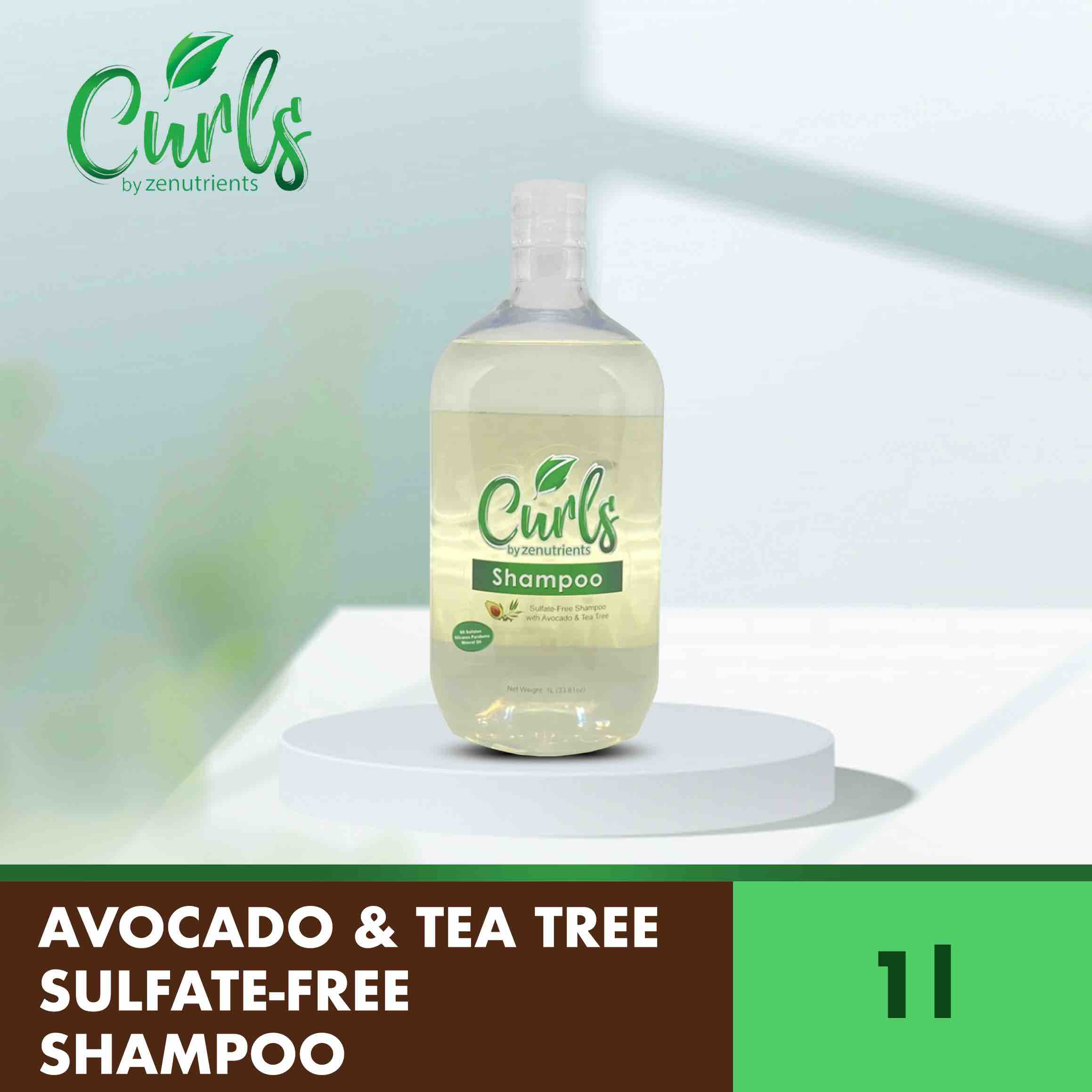 Curls By Zenutrients Avocado & Tea Tree Protein Free Shampoo 1L (Curly Hair, CGM, CGM Approved