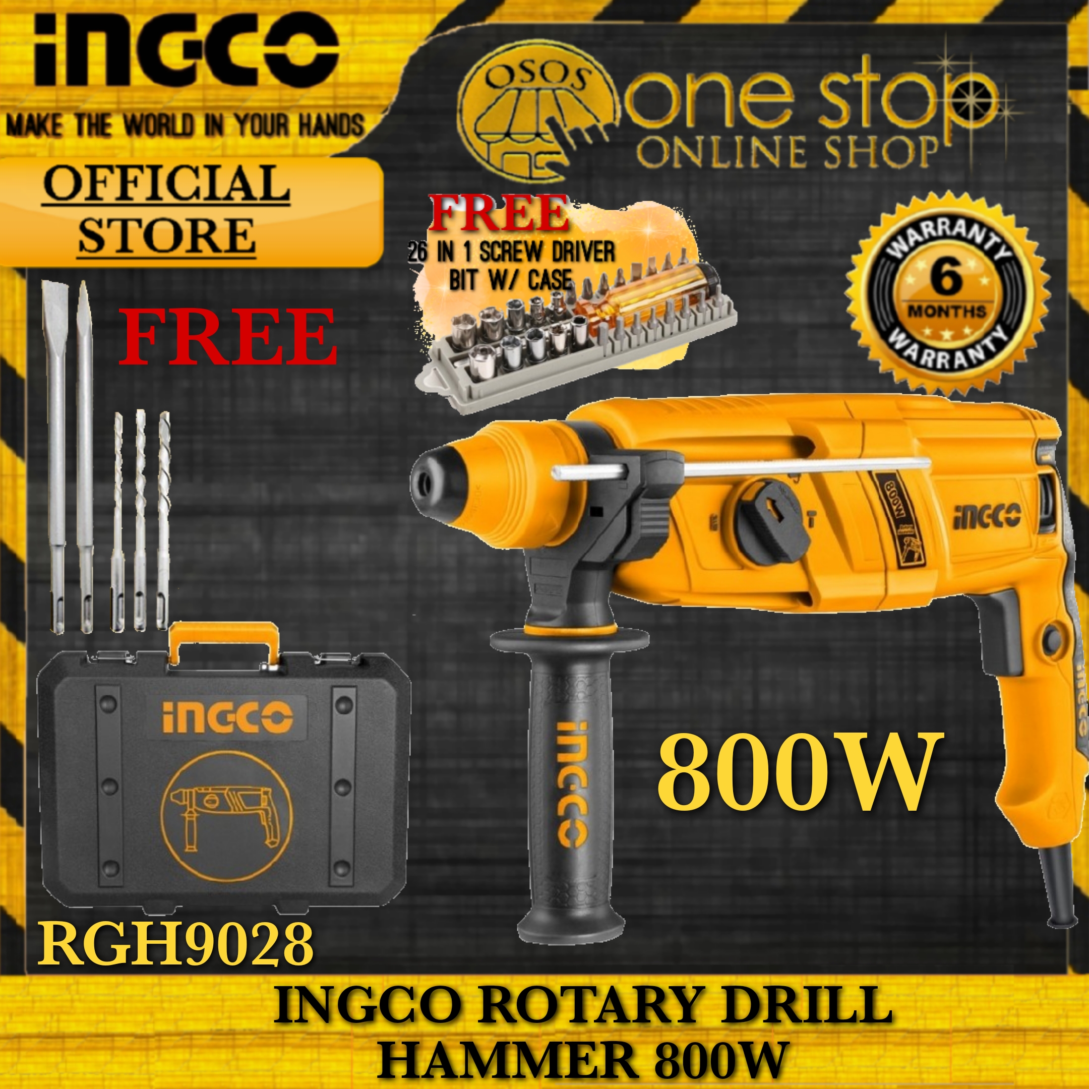 INGCO Industrial Rotary Hammer Drill 