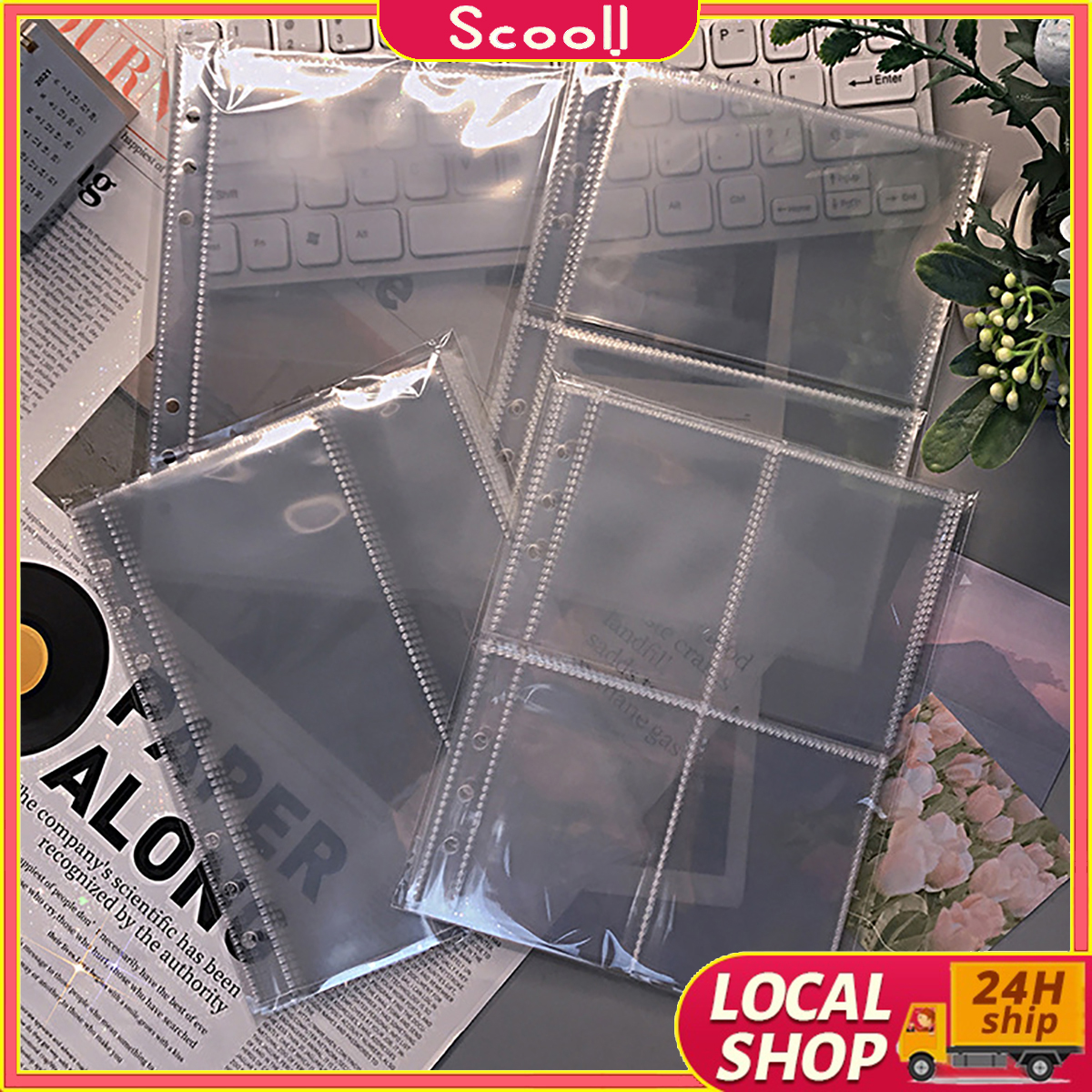 10pcs Standard Clear Plastic Photo Album Transparent A5 Binder Refill  Sleeves