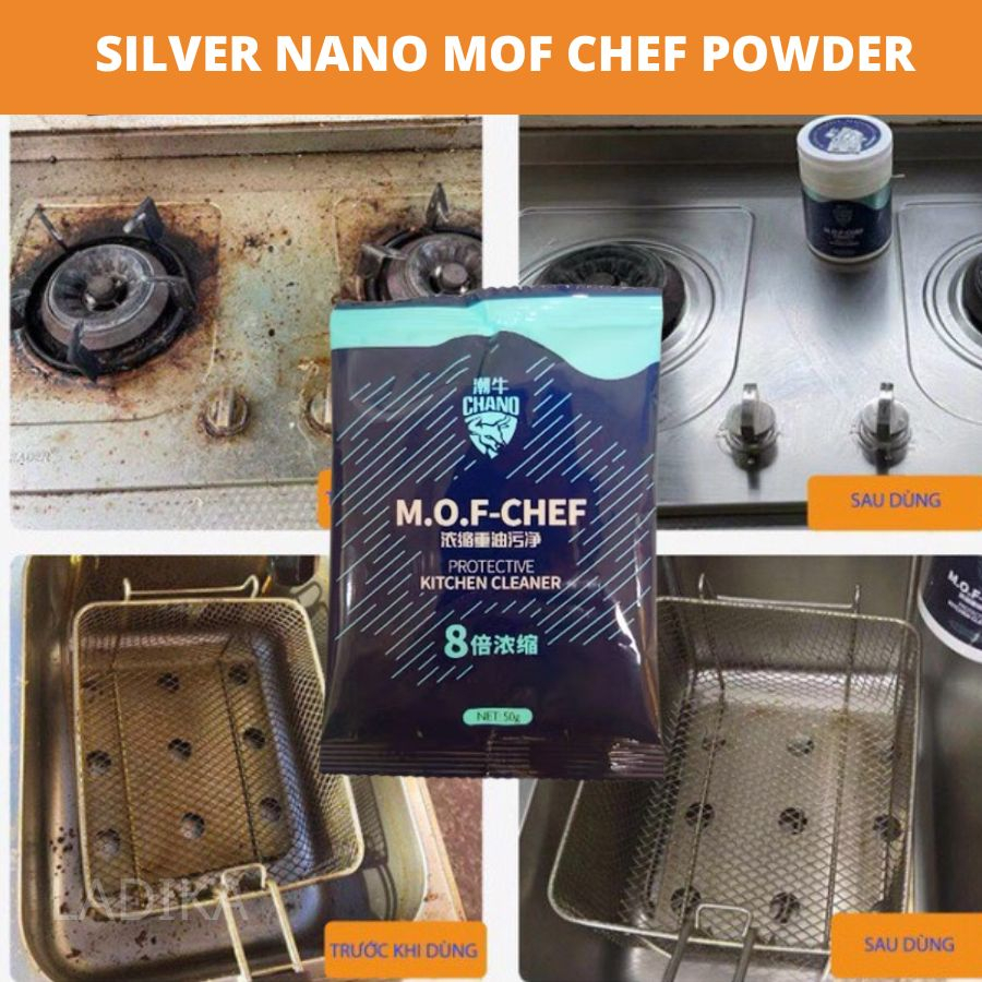 MOF CHEF CLEANING POWDER, SILVER NANO MOF CHEF POWDER powder Cleaning  stainless steel kitchen