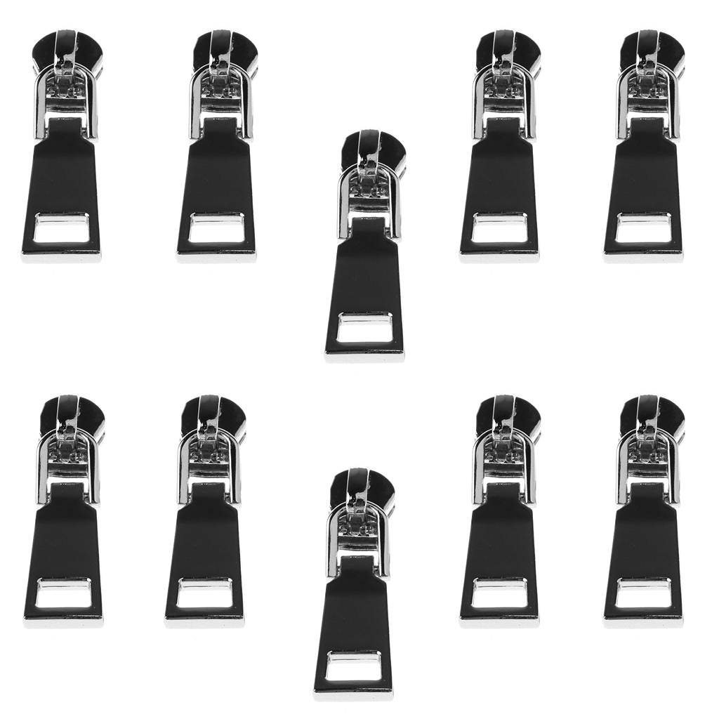 Baoblaze 10x #5 New Zipper Slider Pull Metal Zipper for Broken Jacket Backpack Quick Fix
