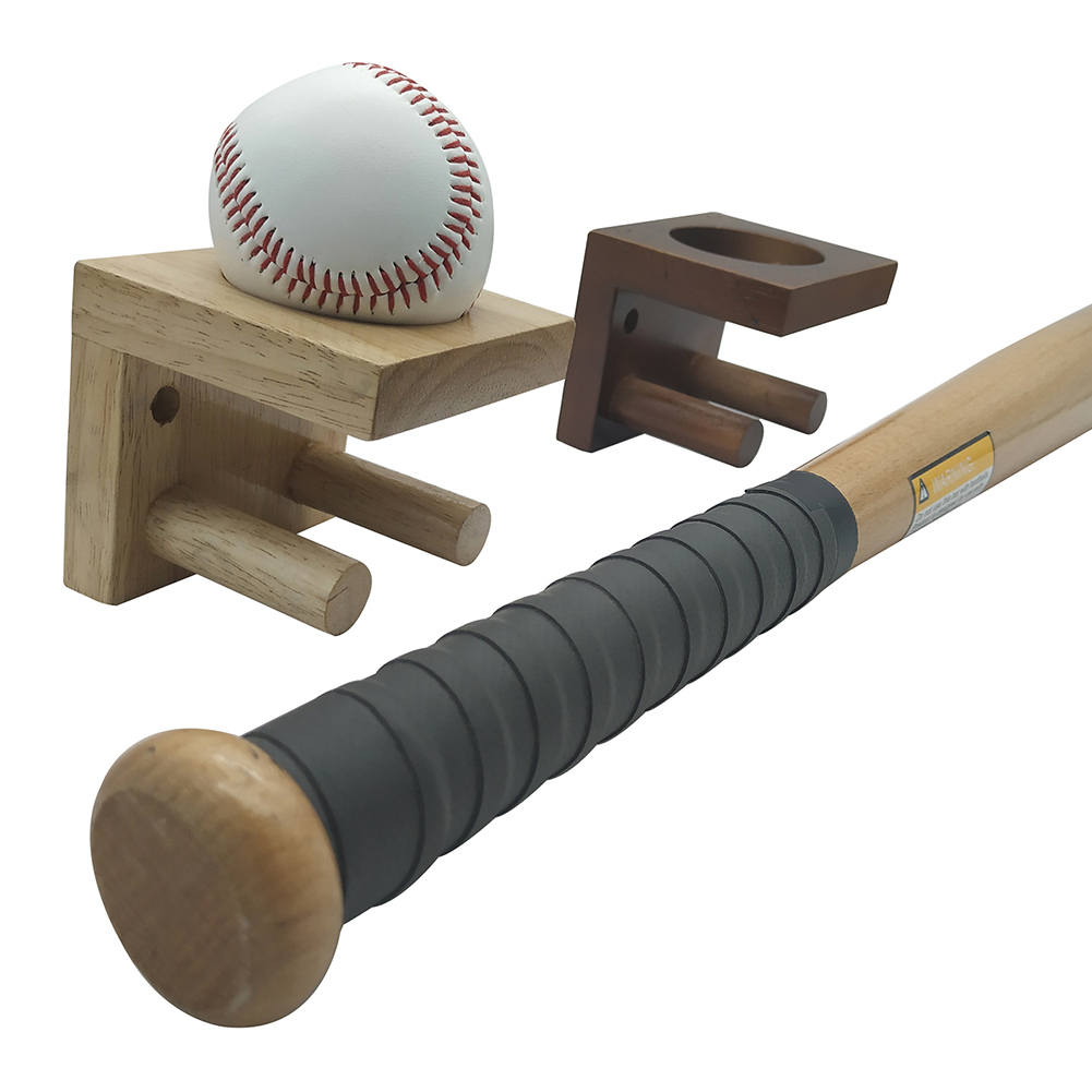 BULABULA Wall-Mounted Baseball Bat Bracket Wooden Sturdy Baseball Bat Display Holder for Home Living Room Bedroom