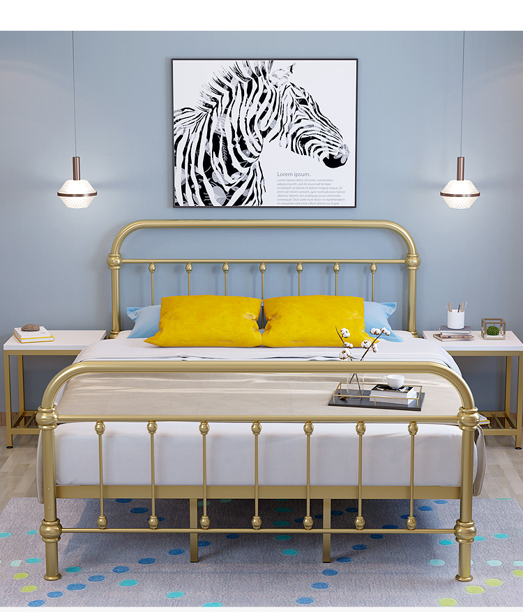 Iron bed bed frame double steel bed frame simple iron frame bed black