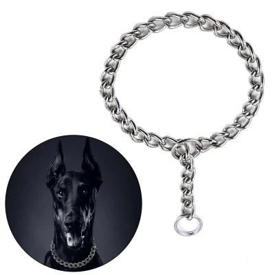 Adjustable Dog Training Choke Collar Heavy Stainless Steel P Chain Slip Collar 19.69 Inch Silver