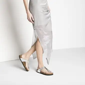 ladies silver birkenstocks