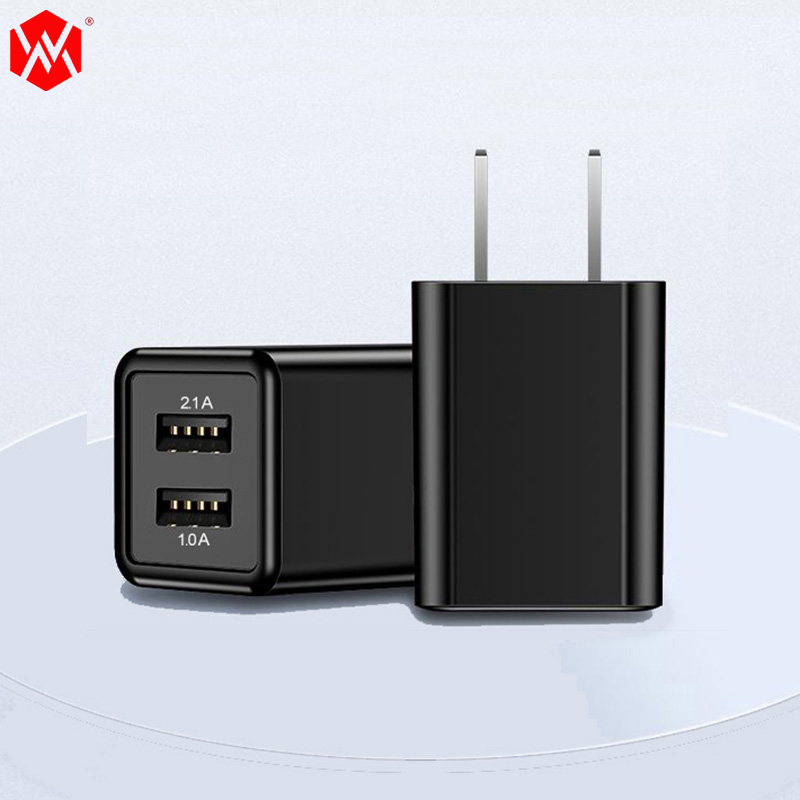 WM021 2.1A/1.0A Dual Output USB Port Fast Charging Travel Adapter