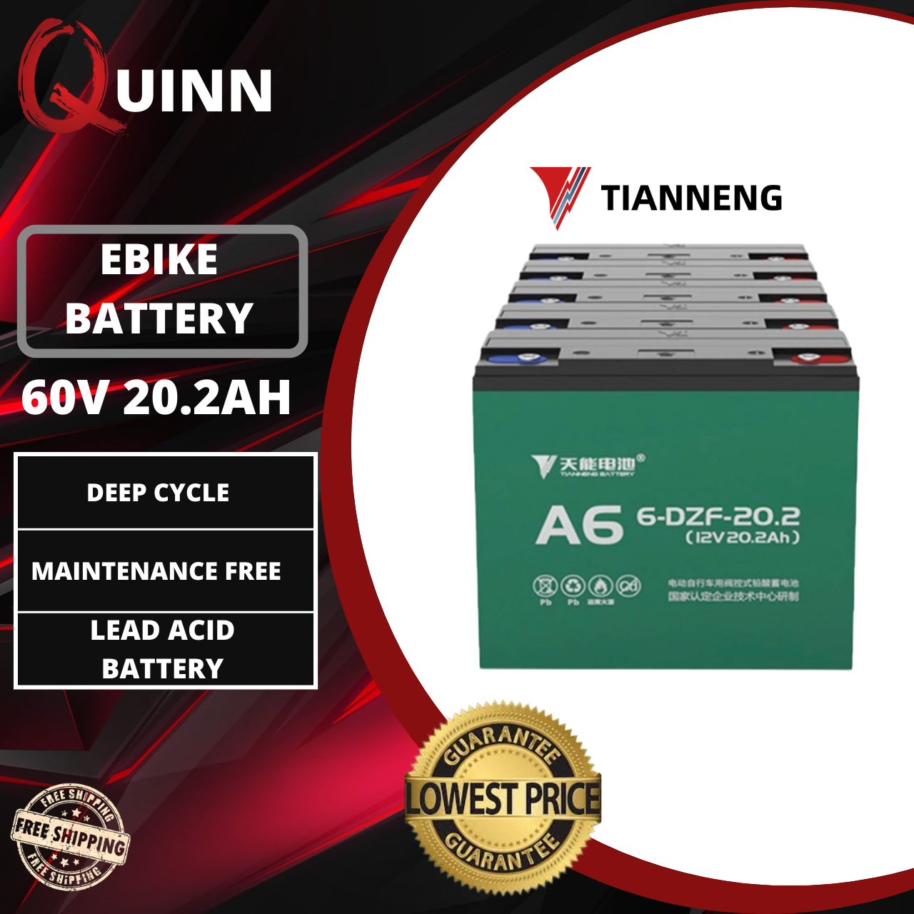 Electric Bike Tianneng Battery 60V 20.2AH for Electric Bike/Electric