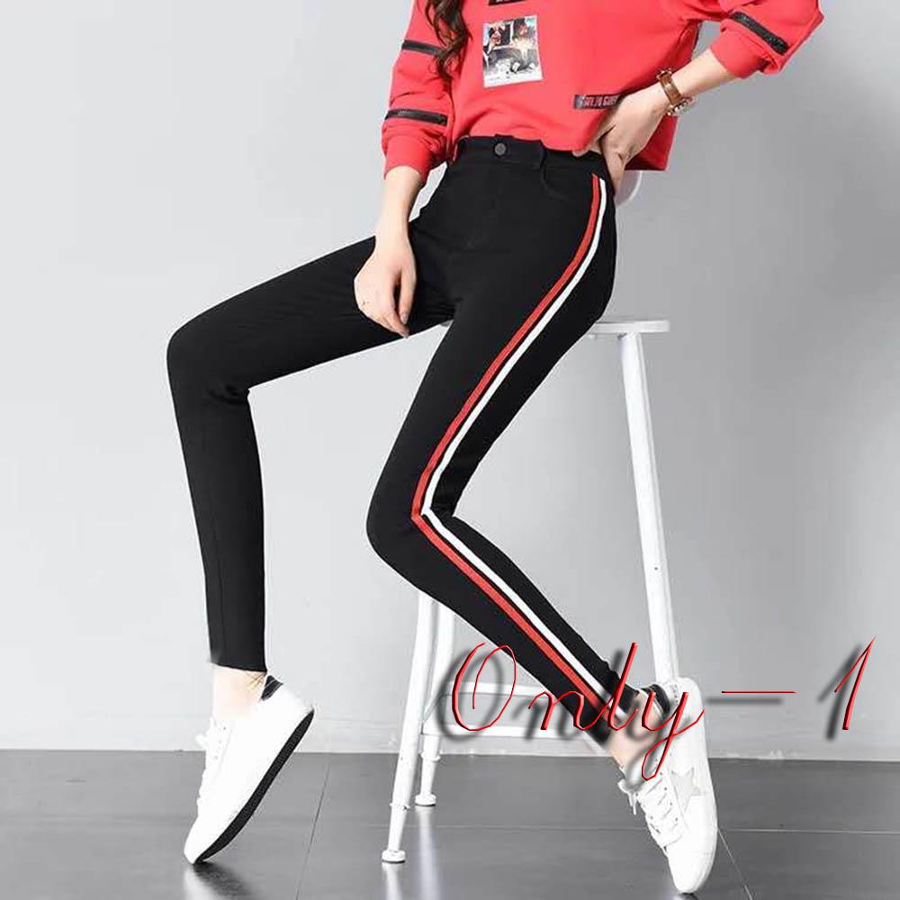 Skinny Jeans Pinstripe Jeans Women Black Grey 1