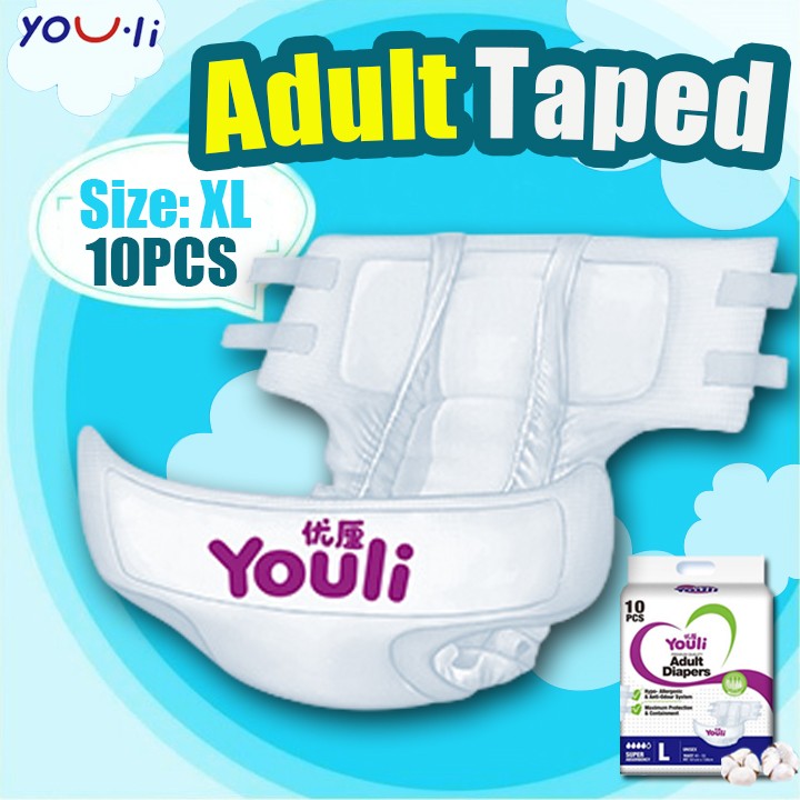 Youli Adult Diapers 10pcs Medium Large Xl Tape Pants Capacity Absorption Leakproof Adult Diaper 7496