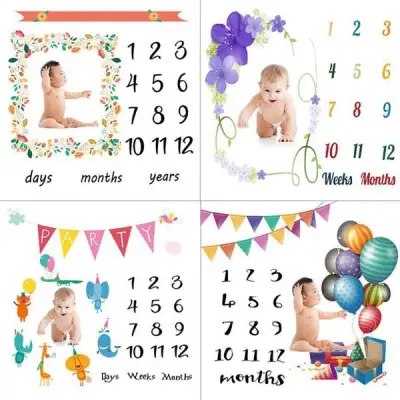 Baby Photograph Backdrop Blanket Monthly Milestone Record Blanket Newborn Photo Props Backdrop Infant Blanket for Newborn Monthly Milestone Blanket For Baby Boy Girl