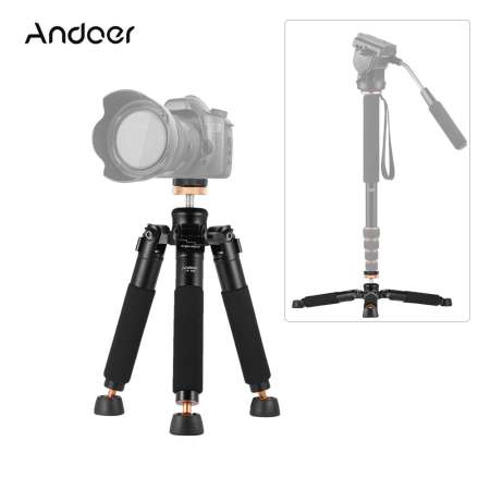 Andoer TP-166 โต๊ะแบบพกพาเดสก์ท็อปมาโครอลูมิเนียมขนาดเล็กขาตั้งกล้องโลหะผสม Unipod Monopod ที่วางมีขาตั้งรองรับ Stabilizer สำหรับ CA - Non Ni - Kon SO - NY กล้อง Sigma