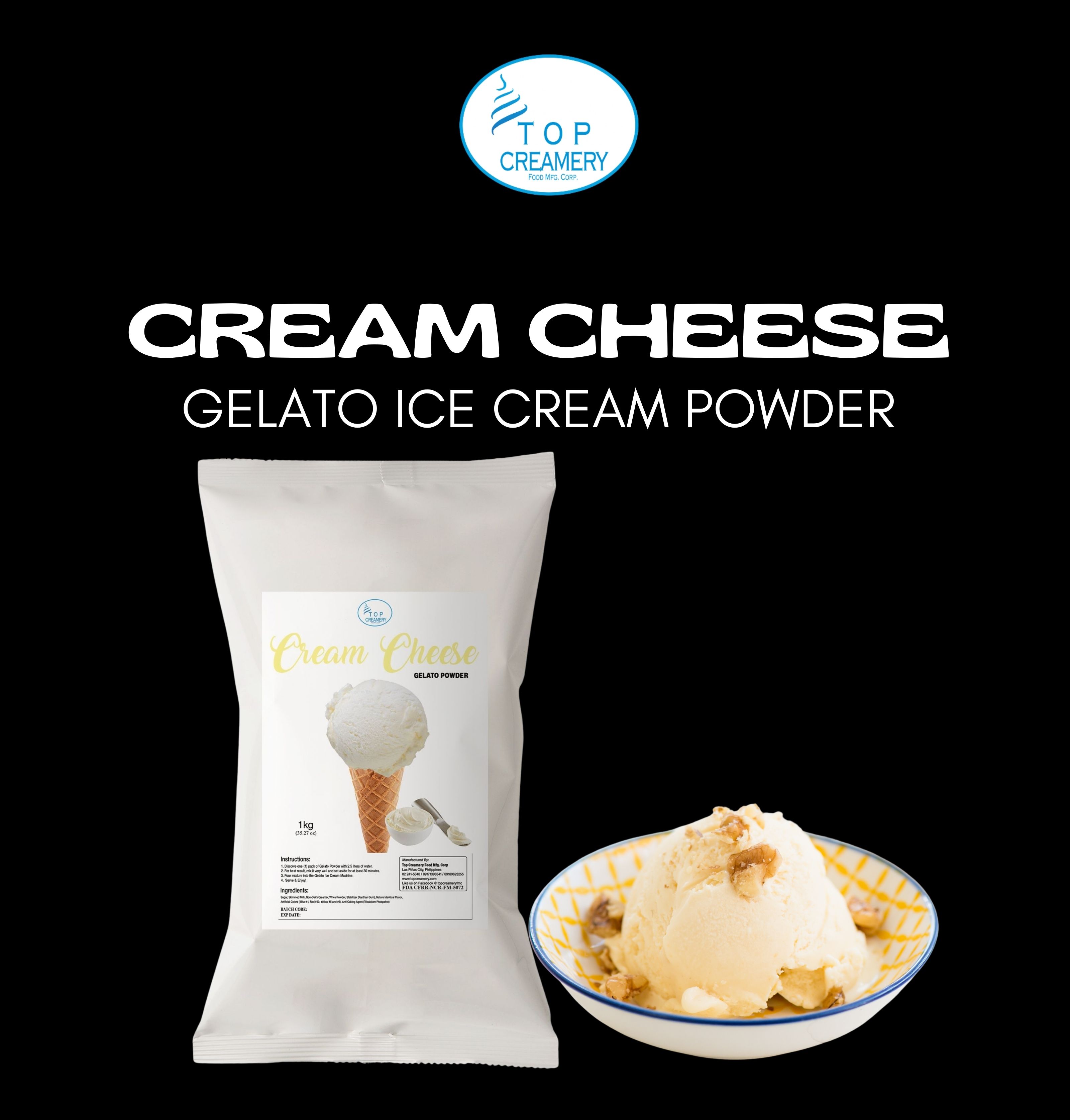 TopCreamery Gelato Powder Cream Cheese Flavor 1kg Lazada PH