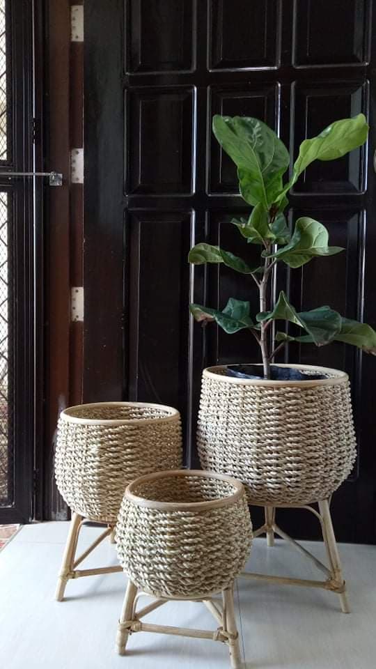 Buli rope plant baskets with stand (set of 3) Lazada PH