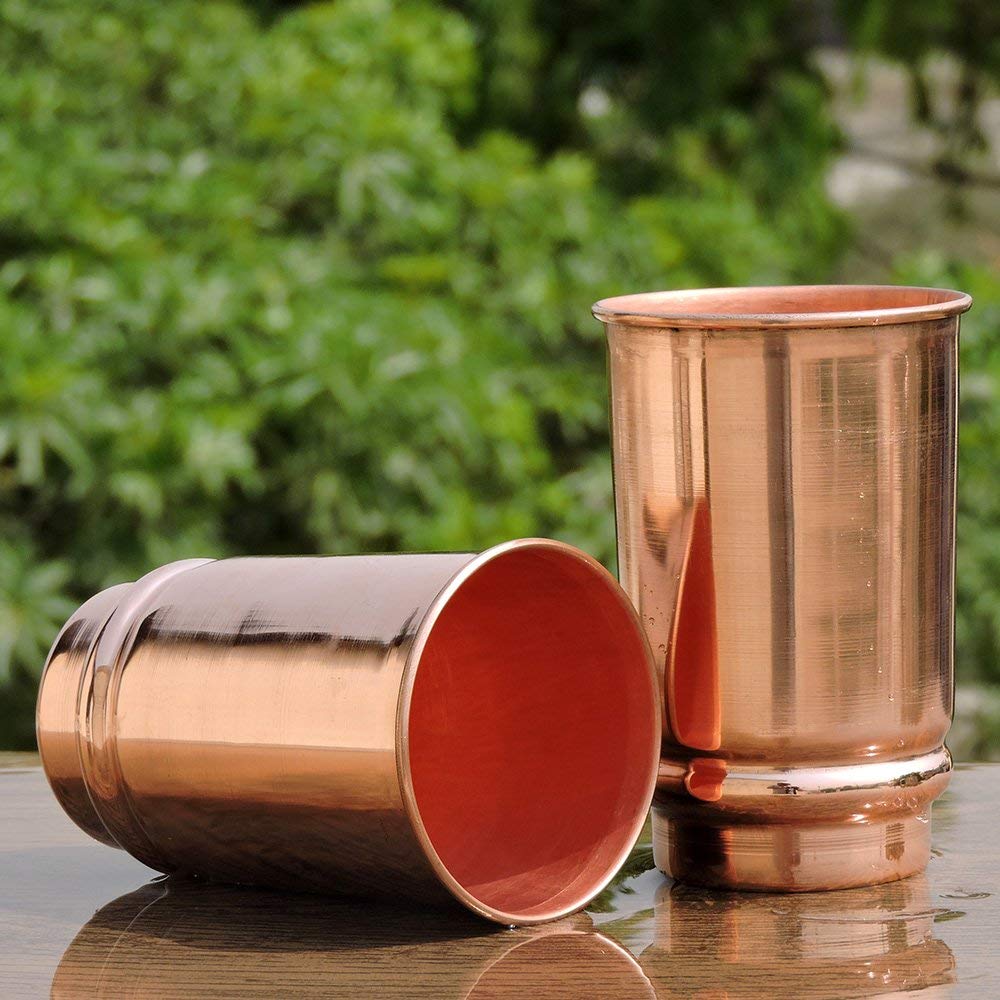 HealthGoodsIn - Pure Copper (99.74%) Tumbler Set of 2, Traveller's Copper  Glass for Serving Water