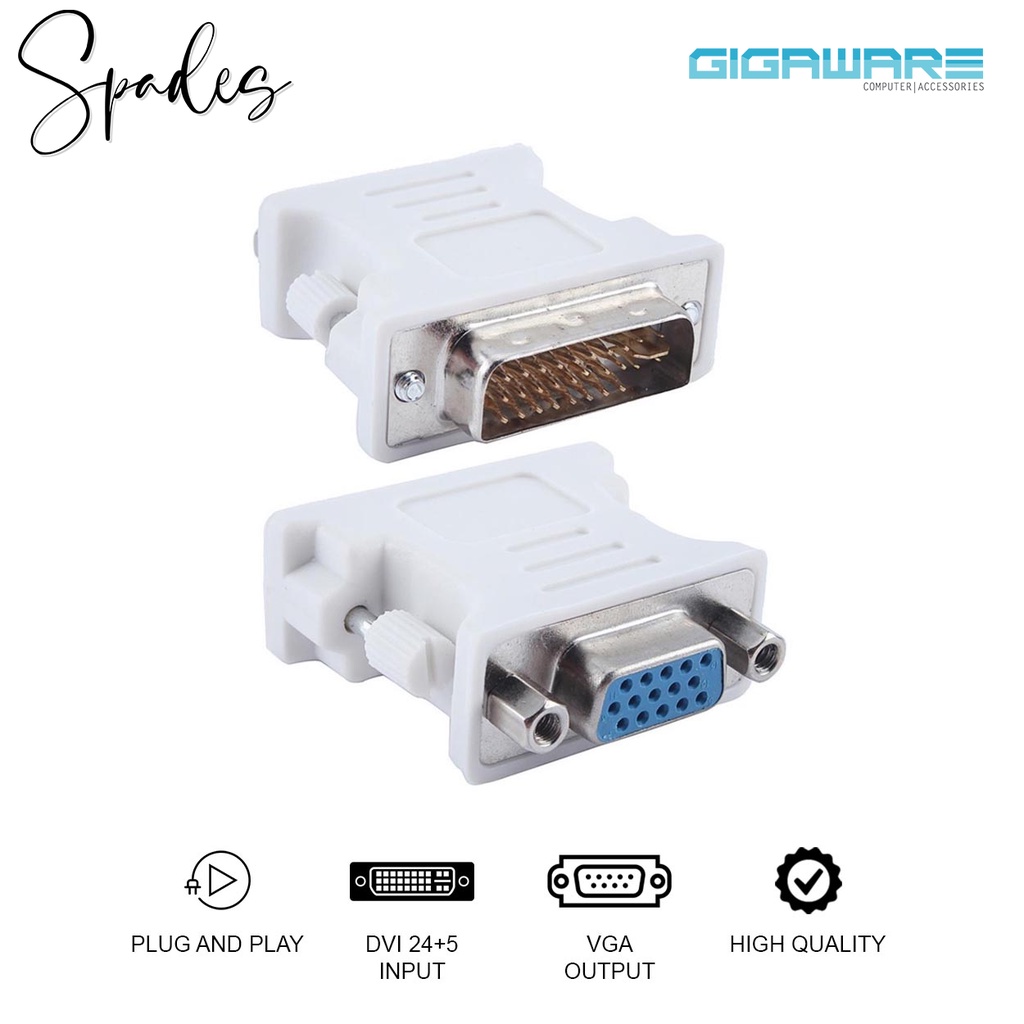 Gigaware DVII 24+5 Male to VGA Female Video Connector Adapter