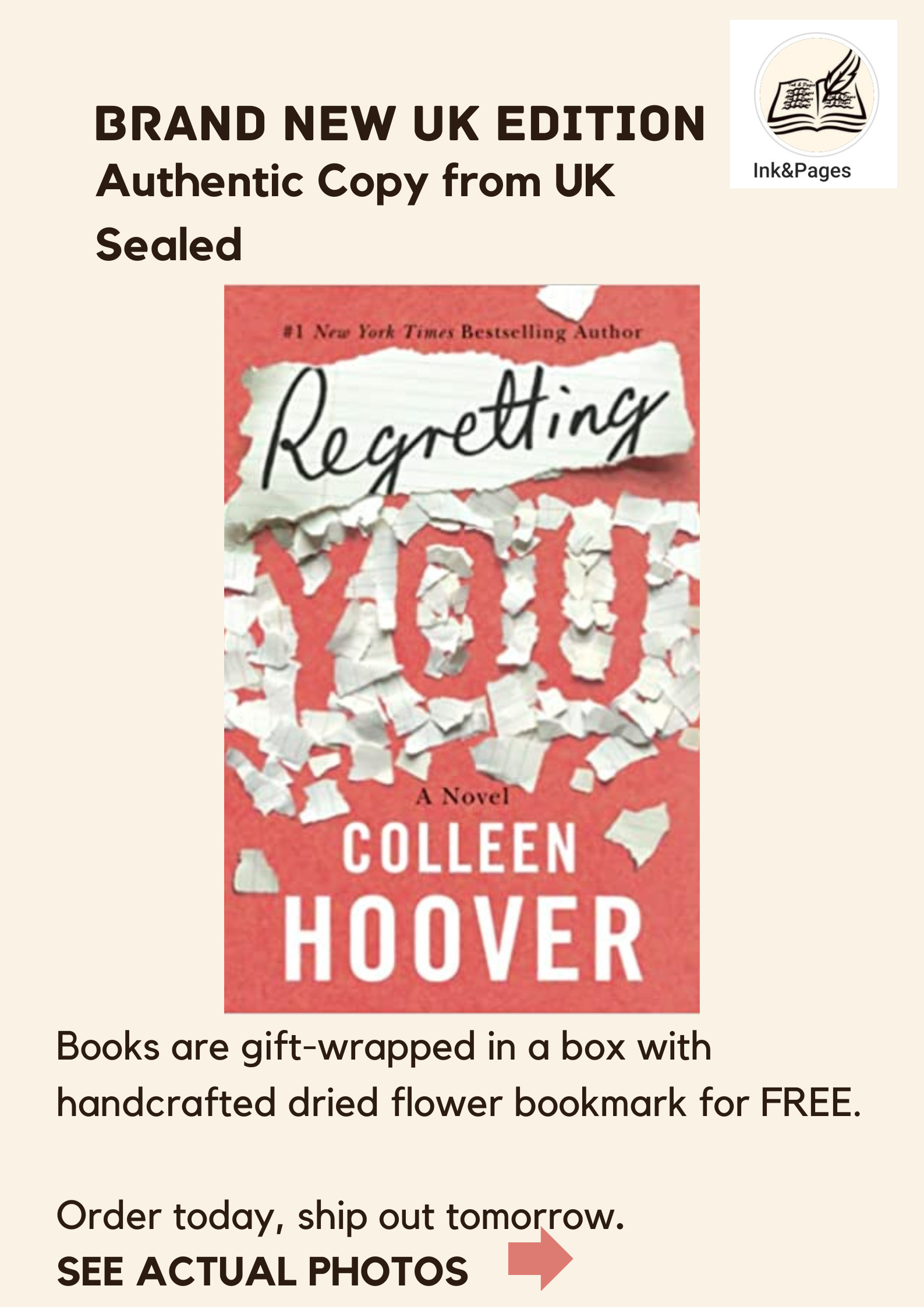 Brand New ON HAND UK EDITION) Regretting You by Colleen Hoover | Lazada PH