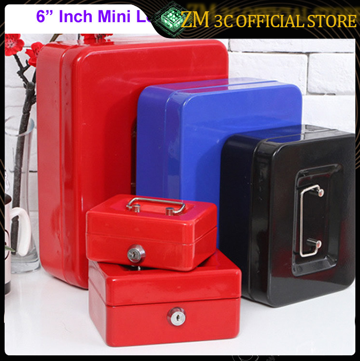 [6 Space]Mini lockable Petty Cash Box Money Drawer Store Cash Box with Lock Key and Money Tray