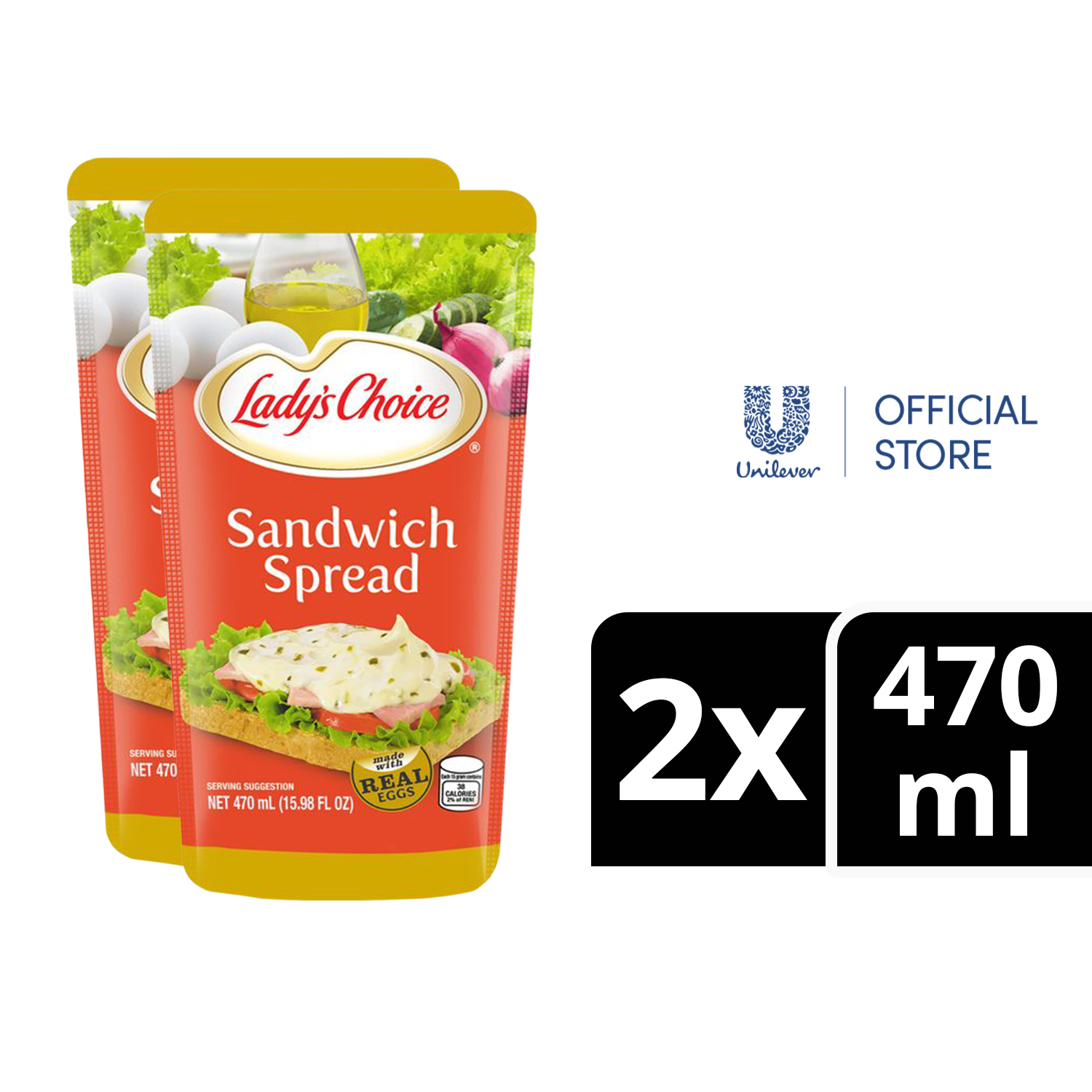 BUNDLE OF 2] Lady's Choice Regular Sandwich Spread 470ML Pouch