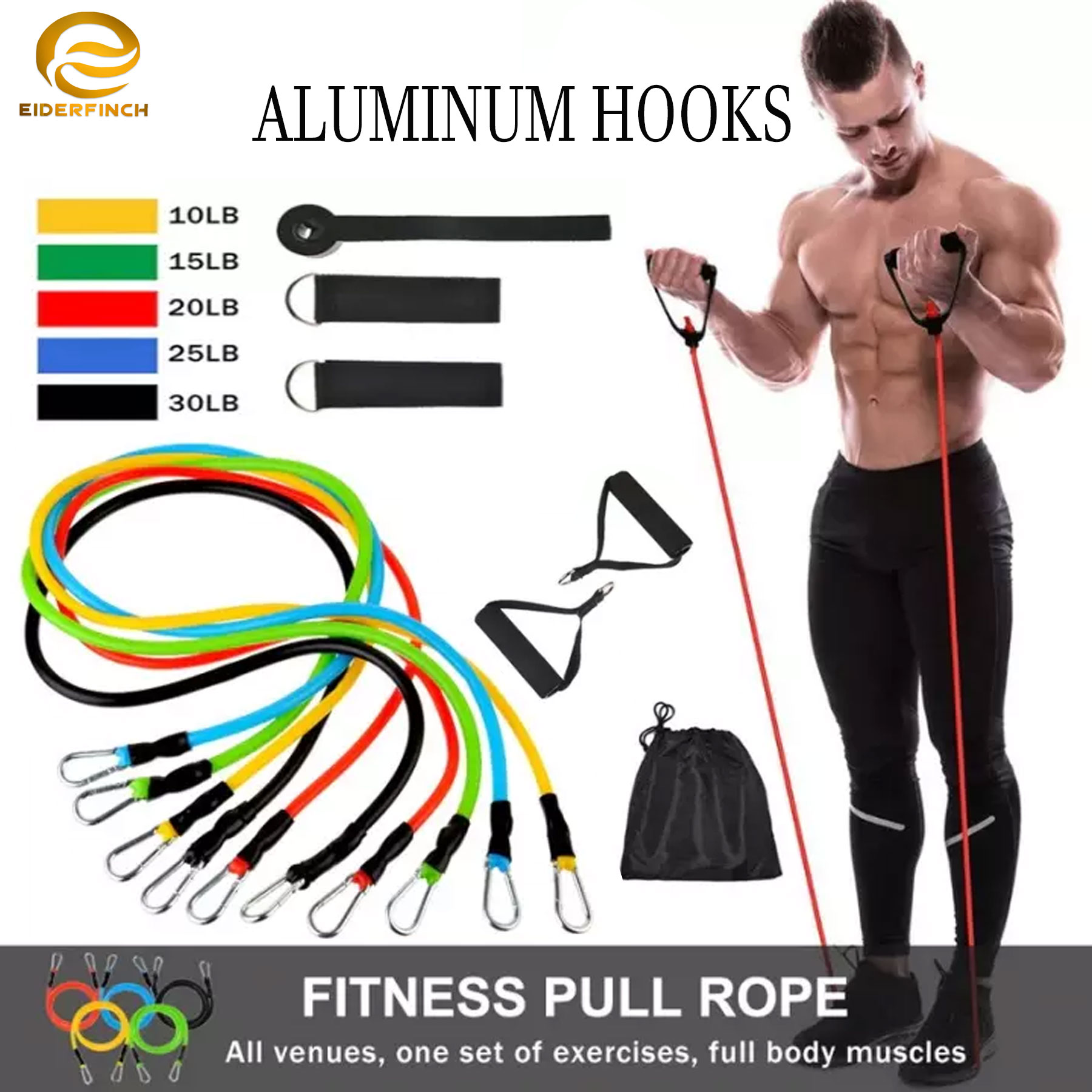 12x Resistance Bands Set Fitness Tube Pull Rope Workout Exercise Training Band 