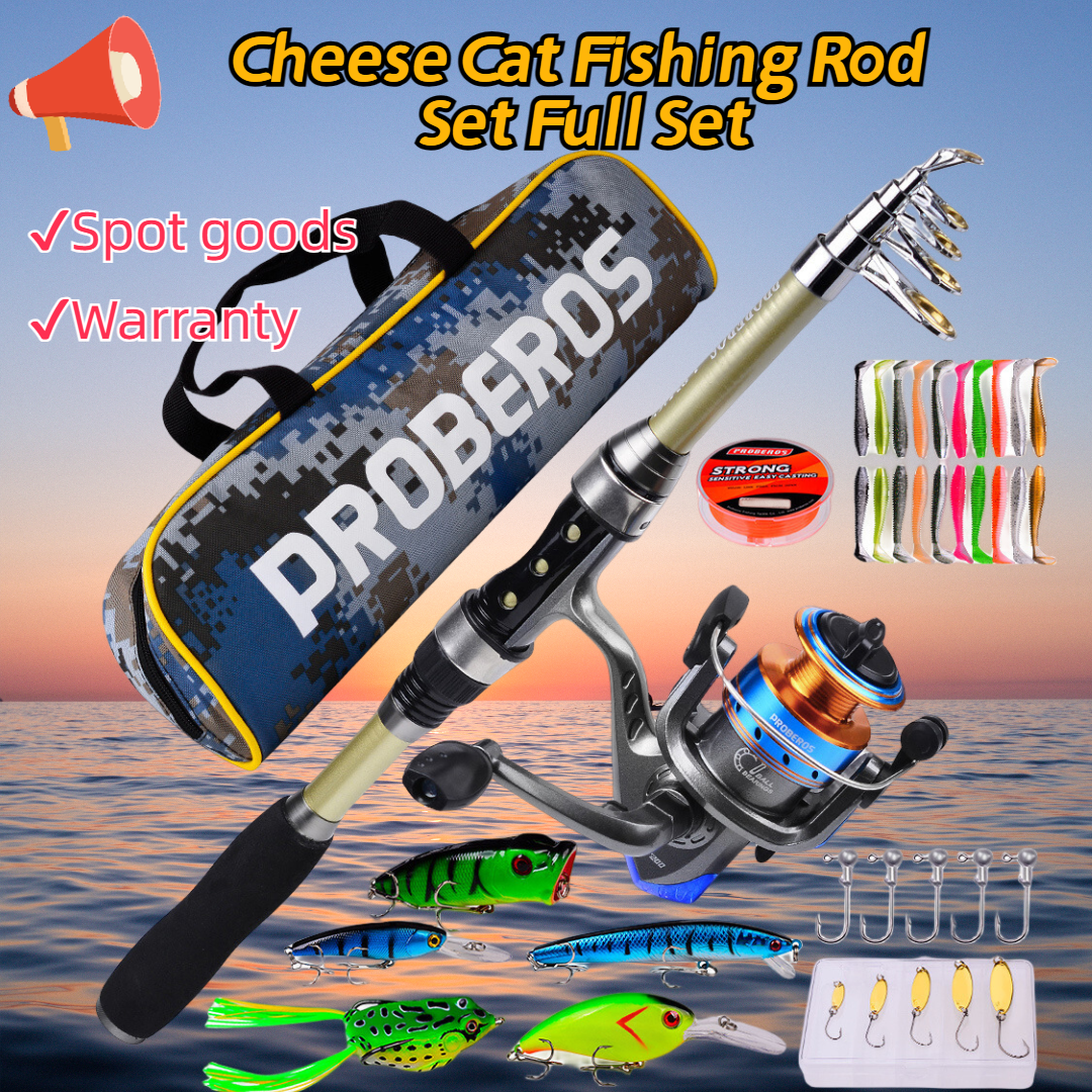 Fishing Rod Full Kits with Telescopic Fishing Rod and Reel Baits