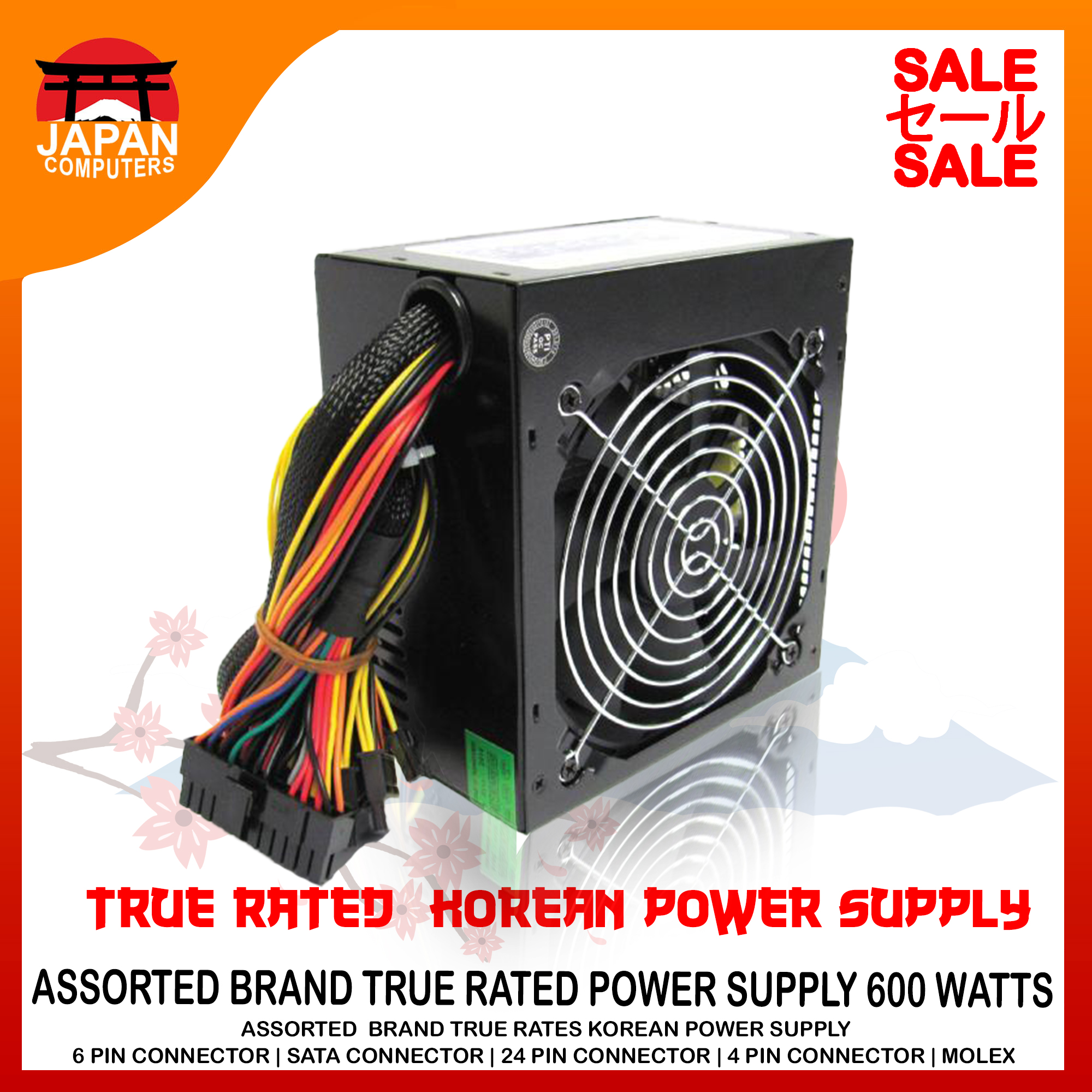KOREAN POWER SUPPLY 600 WATT 120 MM FAN 0R 80 MM 4 PIN POWER