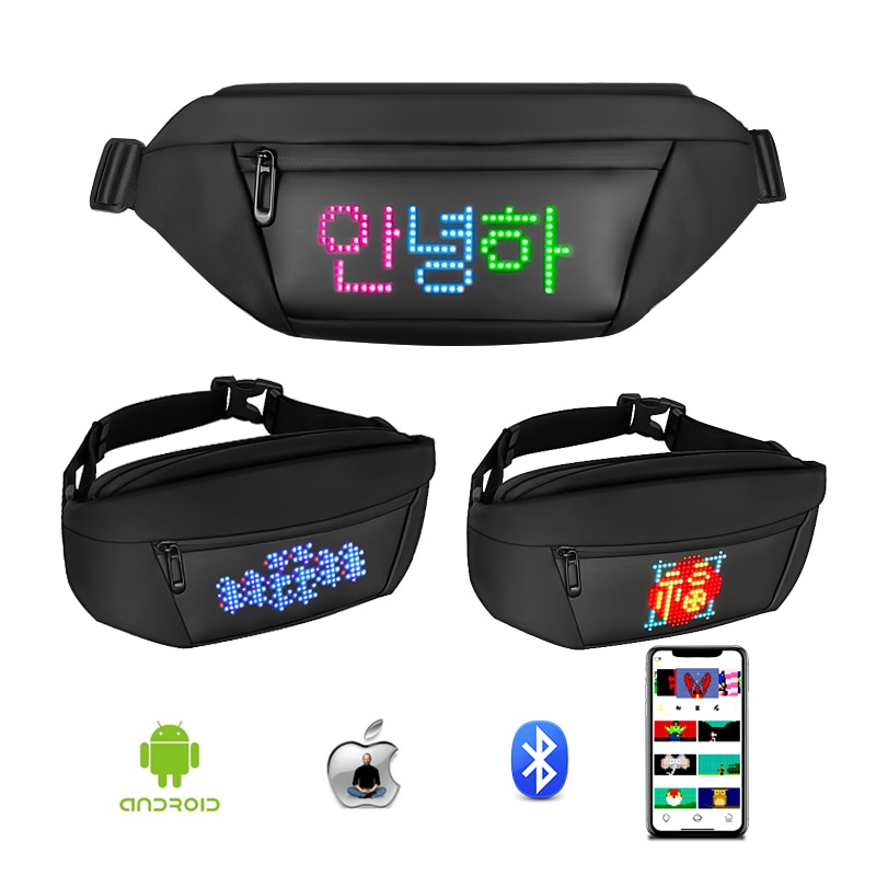 Ba Lô LED Matrix Pixel Túi Đeo Ngực Cho Cả Nam Và Nữ Túi Đeo Vai Chức Năng Túi Đưa Thư Hợp Thời Trang Với Màn Hình Hiển Thị LED Ứng Dụng Túi Đeo Hông Có Màn Hình LED Bluetooth
